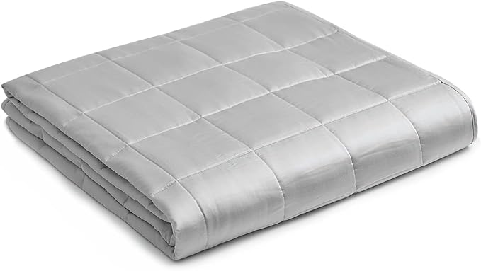YnM Cooling Weighted Blanket, Oeko-Tex Certified Material with Premium Glass Beads (Light Grey, 60"x80" 25lbs), Suit for One Person Use on Queen/King Bed
