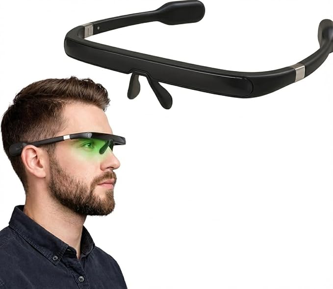 Pegasi 2 - Smart Light Therapy Glasses, Improve Your Sleep in 7 Days, Feather-Light, Research-Backed Blue-Green Light, Boost Energy, Beat Jet Lag (Black)