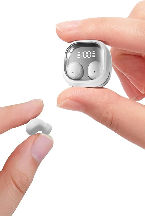 Invisible Mini Sleep Earbuds Wireless Bluetooth, Ultra-Light Comfort Fit Sleep Headphones for Side Sleepers, Soft in-Ear Ear Plugs for Sleeping Small Ears Gym-White