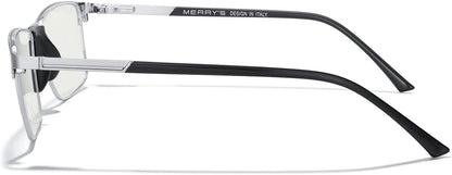 MERRY'S Fashion Blue Light Blocking Glasses - Reading Glasses Metal Frame Spring Hinge Readers for Men Eyeglasses