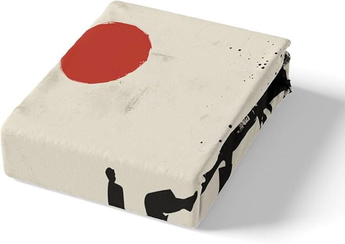 Manfei Karate Fitted Sheet Full Size, Japanese Style Sports Theme Bedding Set 3pcs, Japanese Kungfu Bed Cover with 2 Pillowcases, Kids Boys Teens Adult Room Decor, Soft Bedding(No Top Sheet)