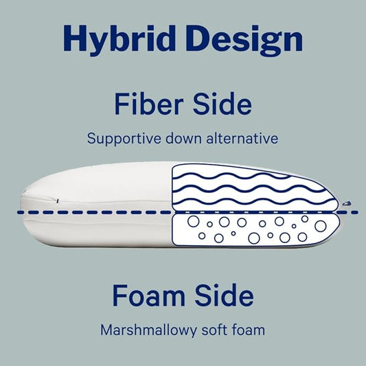 Casper Sleep Essential Cooling Hybrid Pillow, Standard Size – Dual-Sided Foam & Down-Alternative Fill, Medium Feel, Cooling Cover, Supports Side Sleepers, Breathable & Pressure-Relieving