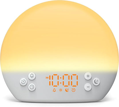 KEPLUG Wake Up Light Sunrise Alarm Clock,Digital Alarm Clocks Bedside Dimmable Night Light,White Noise Sound Machine 30 Soothing Sounds, Loud Alarm Clock for Heavy Sleepers Adults Kids,Ideal for Gift
