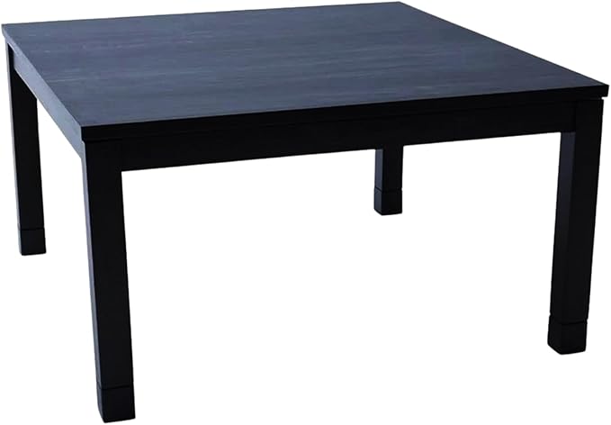 BJDesign Kotatsu - Japanese Heated Table - Wooden Chabudai Furniture with 120V Electric Heater - Low-Lying Dining and Work Desk with Temperature Control Knob (29x29in, Black)