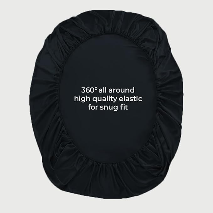 LINENWALAS Fitted Sheet Only Viscose Derived from Bamboo, Bottom Sheet for Full Size Bed – 16” Deep Pocket, All Around Snug Fit – Cooling, Breathable, Soft, Black Halloween Bed Sheet (Jet Black)