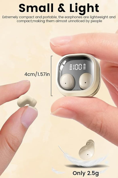 Invisible Mini Sleep Earbuds Wireless Bluetooth, Ultra-Light Comfort Fit Sleep Headphones for Side Sleepers, Soft in-Ear Ear Plugs for Sleeping Small Ears Gym-Off White