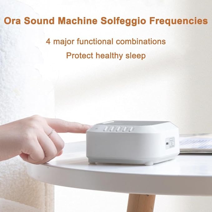 Ora Solfeggio Frequencies Sound Machine - 28 Soothing Sounds with Ambient Night Light | Up to 12H Battery Life, 30/60/90Min Auto-Off Timer | for Meditation, Relaxation, Travel & Stress Relief