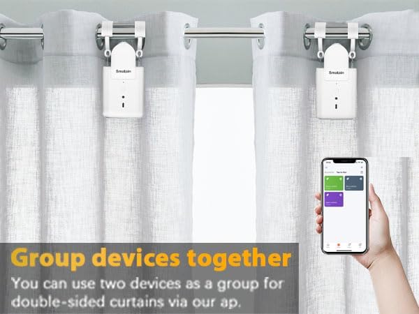 Smatain Smart Curtain Control Openr, Remote Control Curtain Robot, WiFi Enabled Motorized Curtain Rod Controller, Compatible with Alexa and Google Assistant, White, Easy Setup - 2 Piece Set