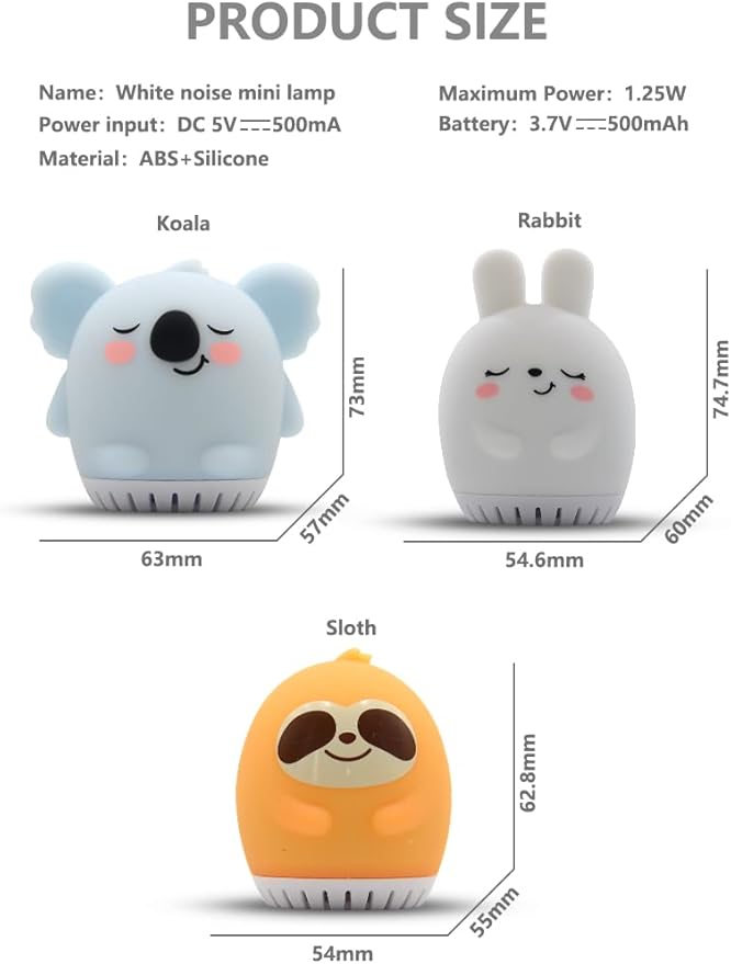 GlowBoo Portable Sound Machine 3-Pack with 20 Sounds & Lullabys, Soft BPA-Free Silicone, White Noise Machine with Timer, Washable Cover, 9 Colors for Babys & Small Children, USB Rechargeable