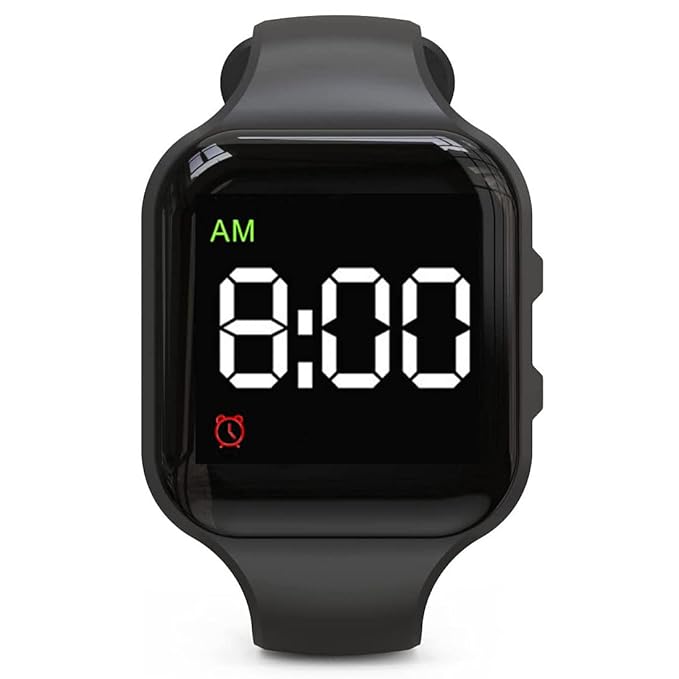 Water Resistant Potty Training Watch Rechargeable Vibrating Alarm Reminder Watch Silent Wake Up Wristband - with Lock (Black)