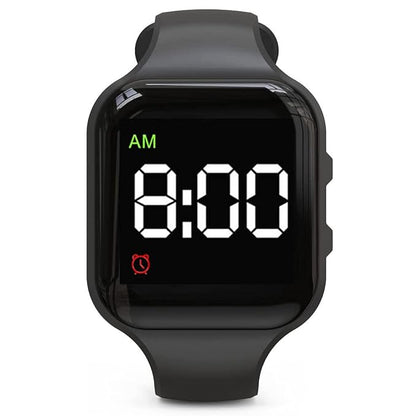 Water Resistant Potty Training Watch Rechargeable Vibrating Alarm Reminder Watch Silent Wake Up Wristband - with Lock (Black)
