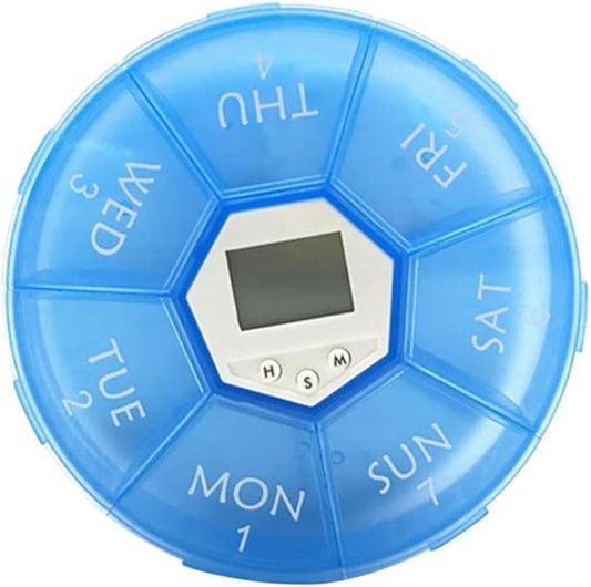 NOLITOY Compartments Electronic Medication Reminder Dispenser Clock Practical Pill Organizer for Daily Use Portable Medicine Chest for Patients Blue