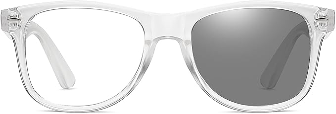 Photochromic Day Night Sunglasses Blue Light Blocking Glasses for Men and Women Retro Rectangle Transparent Frame