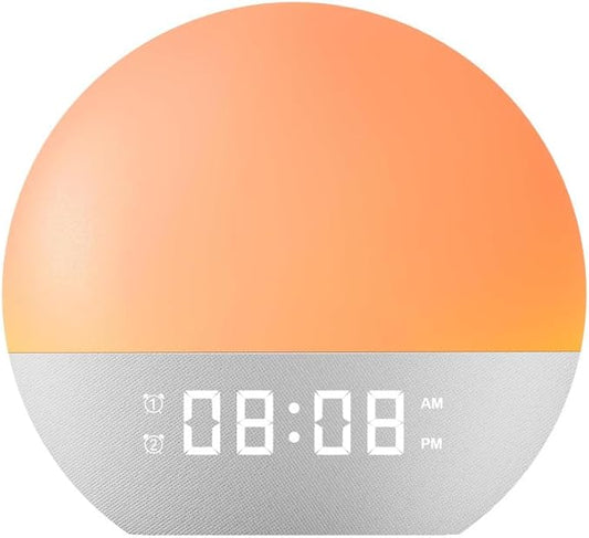 Smart Sunrise Alarm Clock with LED Color Changing Light, Digital Display, FM Radio, White Noise Machine, Natural Wake Up Light