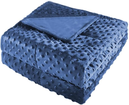 ALANSMA Reversible Weighted Blanket for All Season, Luxury Velvet, Warm and Cool, Adult 15Lb Blue Weighted Blanket, Enjoy Sleeping Anywhere(Blue,60"x80" 15lbs)