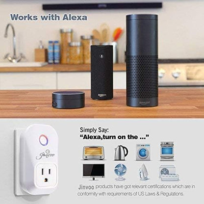 Jinvoo Smart Plug,WiFi Smart Plug,WiFi Outlet Socket Remote Control with Timer Function,Compatible with Alexa and Google Home,ETL FCC Listed,No Hub Required (2 Pack)