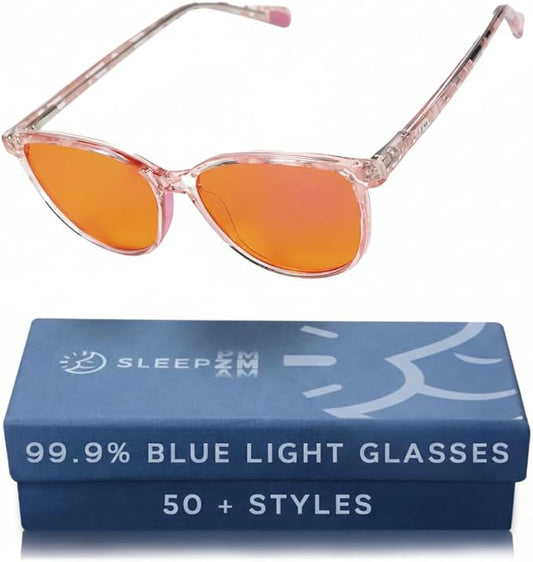 100% Blue Light Blocking Glasses - Better Sleep Anti Eye Strain Protection - Computer Gaming Women Men