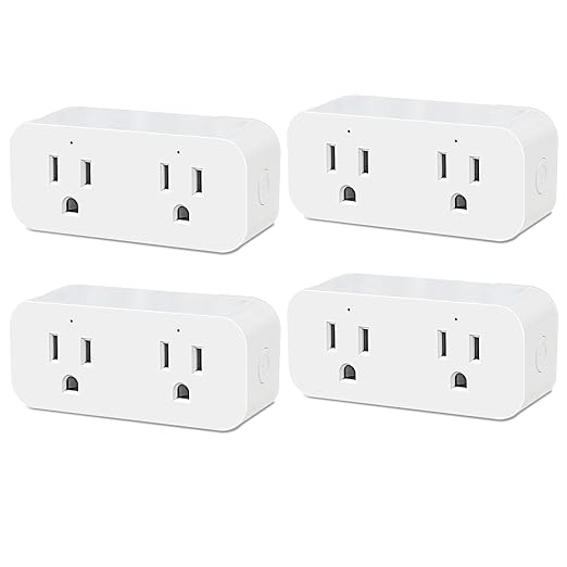 QIACHIP 16A/2000W Timer Smart Plug with 2 Independent Control Sockets, Ewelink App Remotely Control, WiFi Plug Outlet 4 Packs, Compatible with Alexa,Google Home, SmartThings