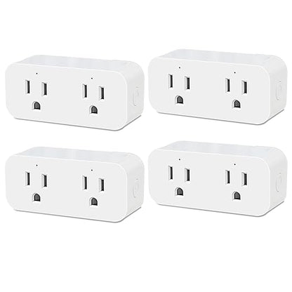 QIACHIP 16A/2000W Timer Smart Plug with 2 Independent Control Sockets, Ewelink App Remotely Control, WiFi Plug Outlet 4 Packs, Compatible with Alexa,Google Home, SmartThings