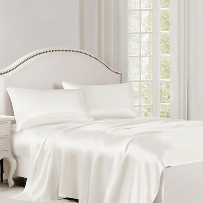 LINENWALAS Flat Sheet Only, Rayon Derived from Bamboo Top Sheet, Hotel Luxury Silk Sheets for King Size Bed, Stain & Fade Resistant Cooling Bed Sheets (King, Ivory)