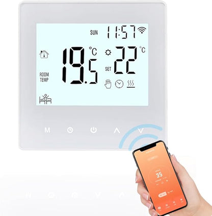 Aoresac Thermostat Smart Tuya WiFi Thermostat 16A Digital Programmable LCD Display Underfloor Heating Temperature Controller Digital Intelligent Wall Thermostat for Electric Heating