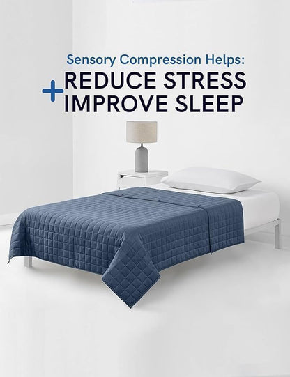 YnM Exclusive Cooling Weighted Blanket, Bed Blanket for One Person of 160lbs, Ideal for Queen/King Bed (60x80 Inches, 17 Pounds, Blue Grey)
