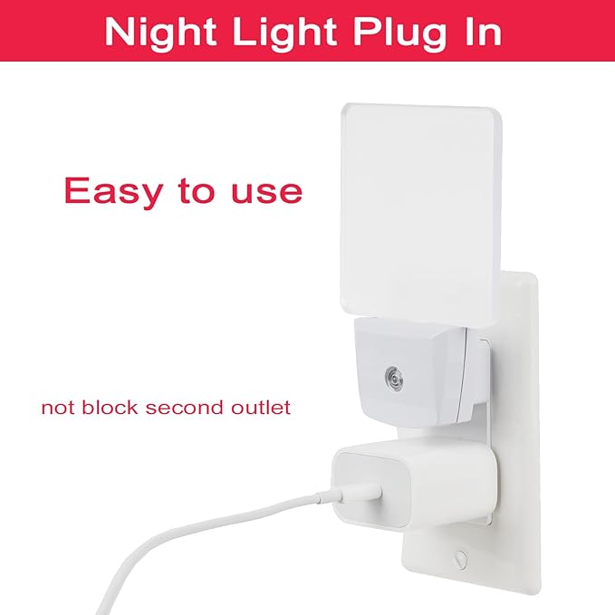 2 Pack 0.5W Plug in LED Night Light with Dusk to Dawn Sensor Red
