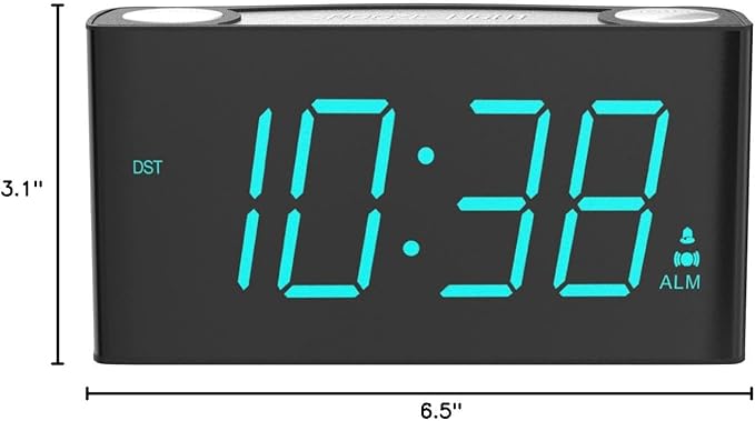 ROCAM Extra Loud Alarm Clock with Bed Shaker, Vibrating Alarm Clock for Heavy Sleepers Deaf Hearing Impaired, 7" Large Display, Dual USB Charger, 7 Color Night Light, Dimmer, Snooze & Battery Backup
