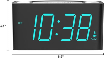 ROCAM Extra Loud Alarm Clock with Bed Shaker, Vibrating Alarm Clock for Heavy Sleepers Deaf Hearing Impaired, 7" Large Display, Dual USB Charger, 7 Color Night Light, Dimmer, Snooze & Battery Backup
