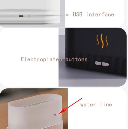 Flame Aromatherapy Machine, Aroma Expander, Home Office Table Seven Color Flame Ultra Silent Air Humidifier, Aroma Diffuser (Black Aromatherapy Machine)