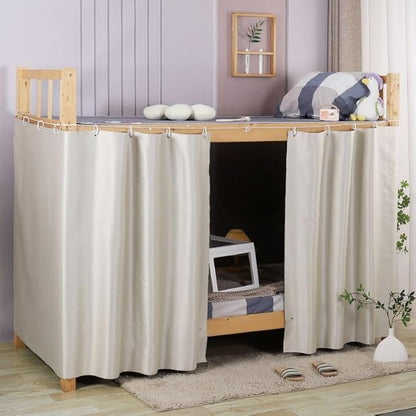 1PC Blackout Bed Curtains with Accessories Solid Color Single Loft Canopy Kids Student Beige