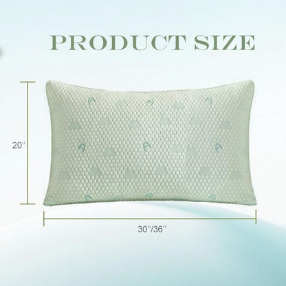 ACCURATEX Cooling Memory Foam Pillows for Sleeping Queen Size Set of 2, Adjustable Fluffy Pillows with Removable Cover, Cool Bed Pillow for Side Back Stomach Sleepers, Machine Washable, Green