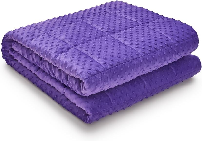 TONGDADA Minky Weighted Blanket | 40''x60'',7lbs | Cozy and Soft Minky Weighted Throw Blanket | Luxury Velvet with Premium Glass Beads | Violet Minky