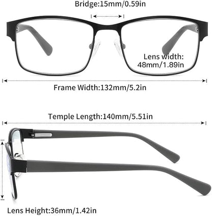 Reading Glasses for Men - 3 Pack Blue Light Blocking Men's Metal Readers