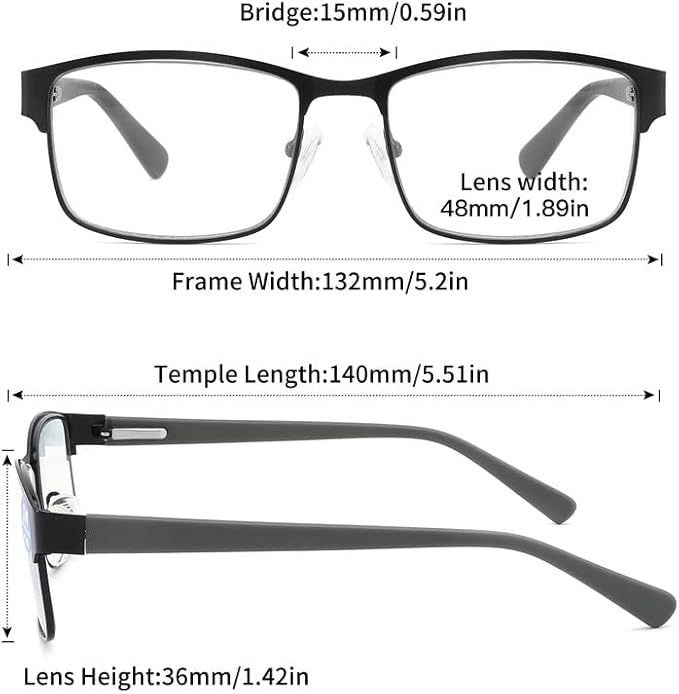 Reading Glasses for Men - 3 Pack Blue Light Blocking Men's Metal Readers