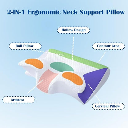 Sleep Apnea Pillow, Airway Pro Cervical Pillow for Neck Pain Relief, Orthopedic Memory Foam Neck Support Pillow for Side, Back & Stomach Sleepers, Anti-Snore Ergonomic Contour Pillow (Grey)