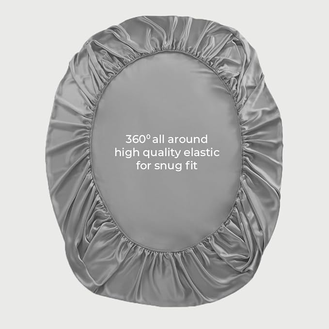 LINENWALAS Fitted Sheet Only Viscose Derived from Bamboo, Bottom Sheet for Queen Size Bed – 16” Deep Pocket, All Around Snug Fit – Cooling, Breathable, Soft, Hypoallergenic (Light Grey, Queen)