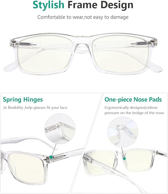 Eyekepper Computer Reading Glasses for Men Blue Light Blocking Readers Women, Transparent
