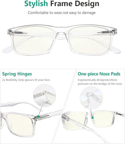 Eyekepper 2 Pack Computer Reading Glasses Blue Light Blocking Readers for Men Women, Transparent