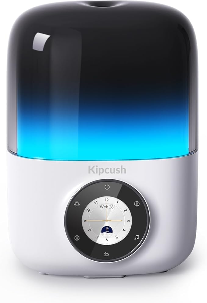 Kipcush Essential Oil Diffuser, 250ML Humidifier withWhite Noise Machine, LED Mood Lighting, Touchscreen,Timer, Auto-Off (White)