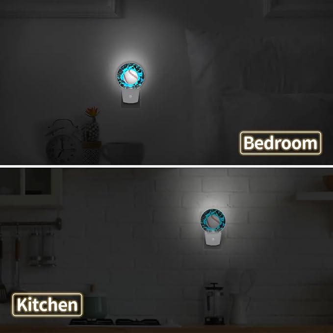 Plug-in Led Night Light with Auto Dusk to Dawn Sensor for Boys Girls Room Decor, 3D Blue Baseball Wall Lamp Nightlights for Hallway,Bedroom, Kids Room, Kitchen, Stairway, (0.5W, 2 Pack)