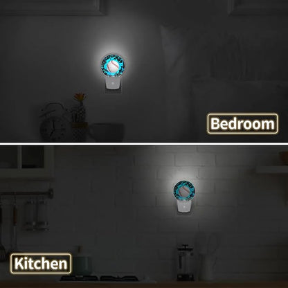 Plug-in Led Night Light with Auto Dusk to Dawn Sensor for Boys Girls Room Decor, 3D Blue Baseball Wall Lamp Nightlights for Hallway,Bedroom, Kids Room, Kitchen, Stairway, (0.5W, 2 Pack)