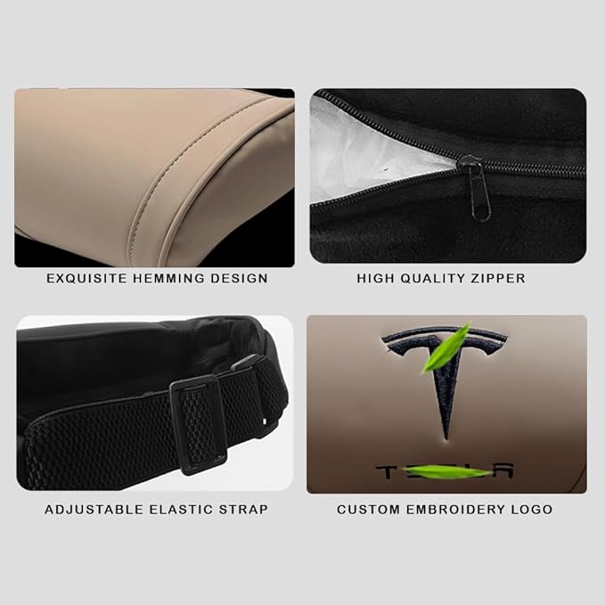 Car Headrest Neck Pillow Support Memory Foam Ergonomic Design Accessory for Driving Seat Fatigue Relief Compatible with Model S X 3 Y & Cybertruck - 2 Pieces
