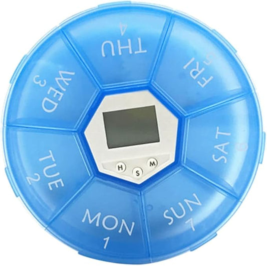 Vaguelly Compartment Pill Dispenser Alarm Clock Portable Medication Organizer for Daily Reminders Electronic Medicine Chest for Patients