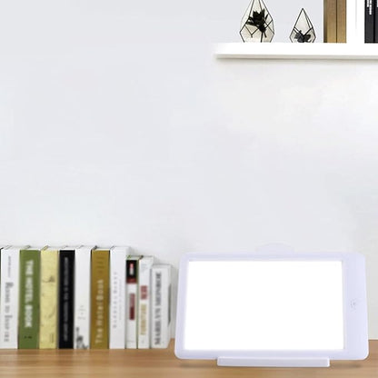 Portable Light Therapy Lamp, 32000 Lux, UV-Free, Adjustable Brightness, Foldable Bracket, White, 27.6 x 12.6cm