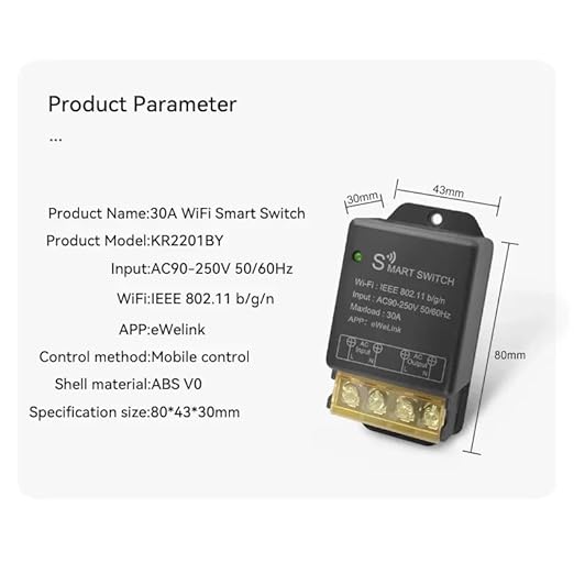 Ewelink 30A Hight Power WiFi Smart Switch 110V/120V/240V, APP Remote with Timer, Wireless DIY Mode for Home Automation, Compatible with Alexa & Google Home(2 pcs)