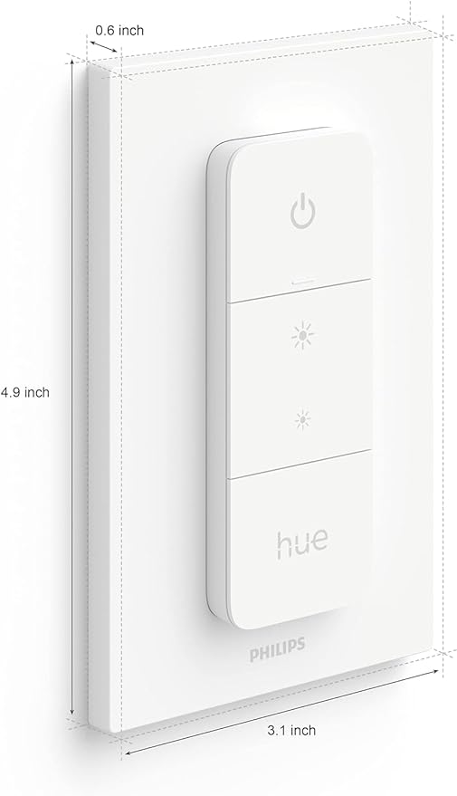 PHILIPS Hue Smart Dimmer Switch with Remote, White, 1 Pack, Turns Hue Lights On, Off, Dims or Brightens, Smart Home Control, Requires Hue Bridge, Easy, No-Wire Installation