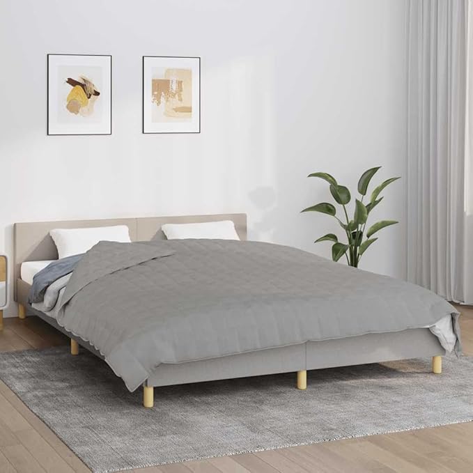 vidaXL Weighted Blanket Large - Gray Fabric Blanket – Comfortable Pressure Interior - Non-Toxic Odorless Glass Beads Filling