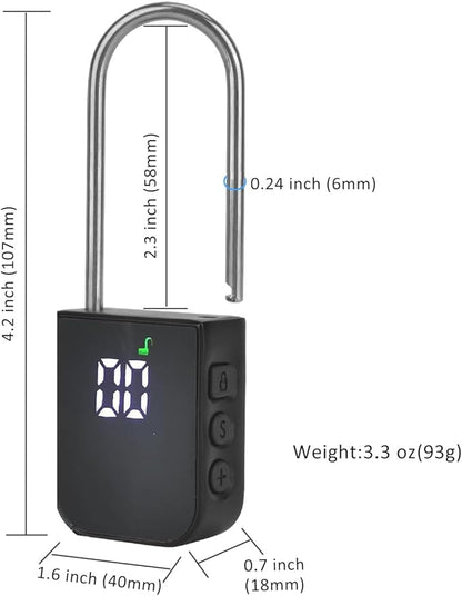 99 Days Timer Padlock,Max Timing Over 3 Month with LCD Display,USB Rechargeable Timed Padlock, Add 10inch Steel Cable (Black)
