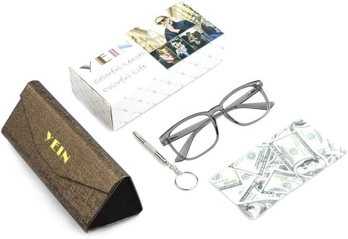 YEIN Progressive Multifocus Reading Glasses, Spring Hinge Blue Light Blocking Glasses for Women Men, No Line Multifocal Readers with Clear Lenses (+0.00/+2.25 magnification)